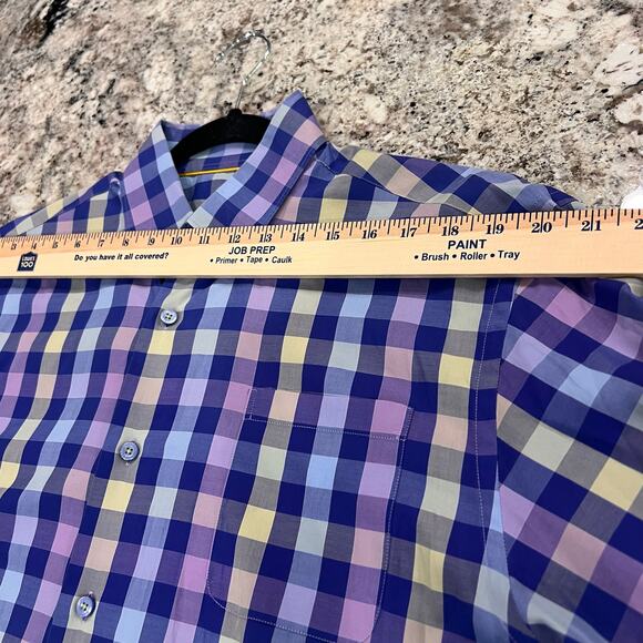 Robert Talbott Shirt - Mens Large - Blue Pink Plaid- Button Down-LS-100% Cotton - Picture 7 of 9